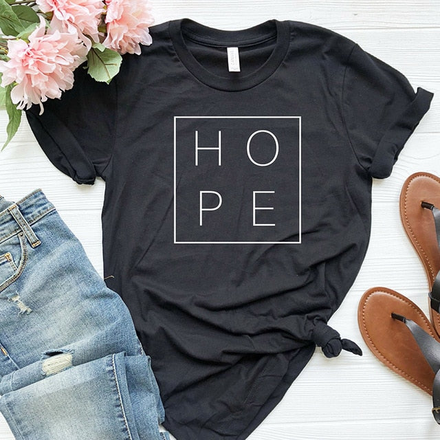 Women's T Shirt Faith Hope | Tee Gift Woman Short Sleeve Cotton Tops - Vintage tees for Women