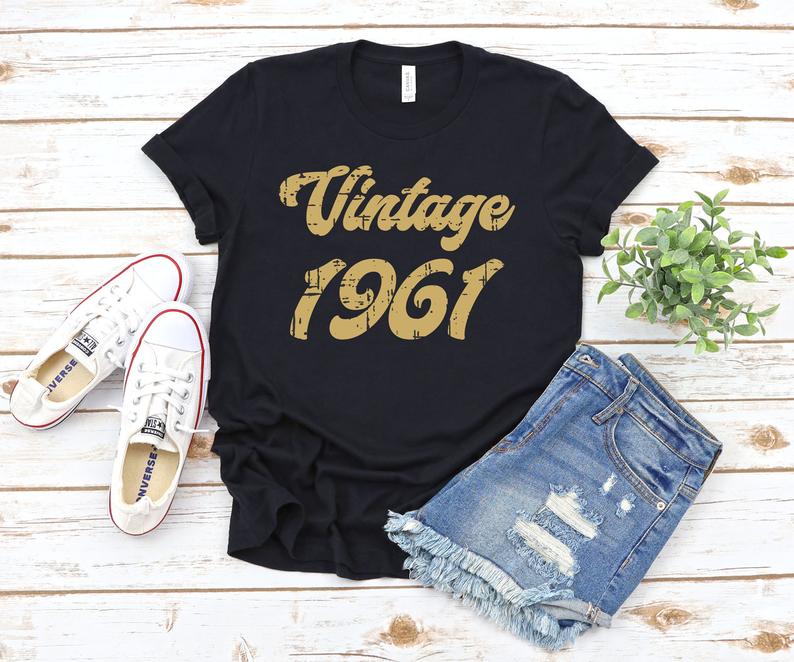 Vintage 1961 Shirt, 62nd Birthday Gift, Birthday Party, 1961 T-Shirt