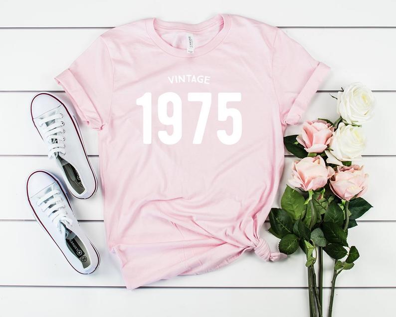 Vintage 1975 Birthday T-Shirt | 48th Birthday Party T-Shirt Cotton - Vintage tees for Women