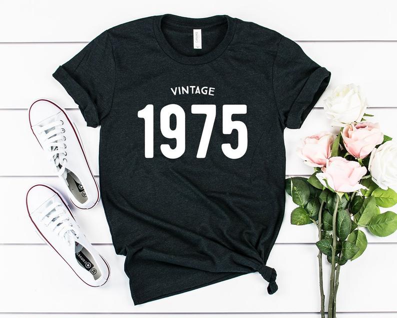 Vintage 1975 Birthday T-Shirt | 48th Birthday Party T-Shirt Cotton - Vintage tees for Women