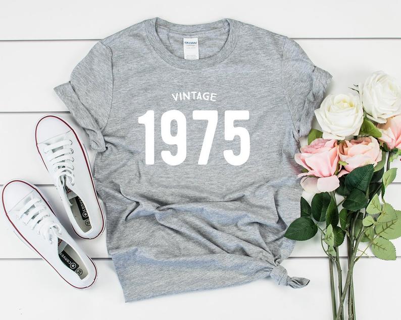 Vintage 1975 Birthday T-Shirt | 48th Birthday Party T-Shirt Cotton - Vintage tees for Women