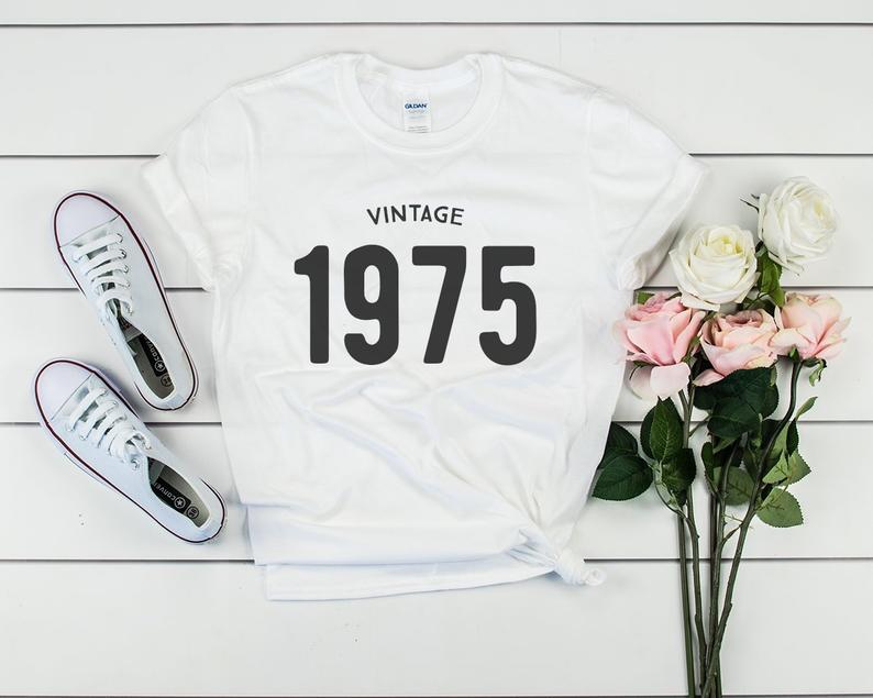 Vintage 1975 Birthday T-Shirt | 48th Birthday Party T-Shirt Cotton - Vintage tees for Women