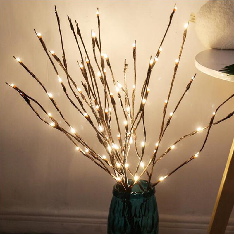 LED Willow Branch Lamp Floral Lights 20 Bulbs | Christmas Party Garden Decor Christmas Birthday Gift - Vintage tees for Women