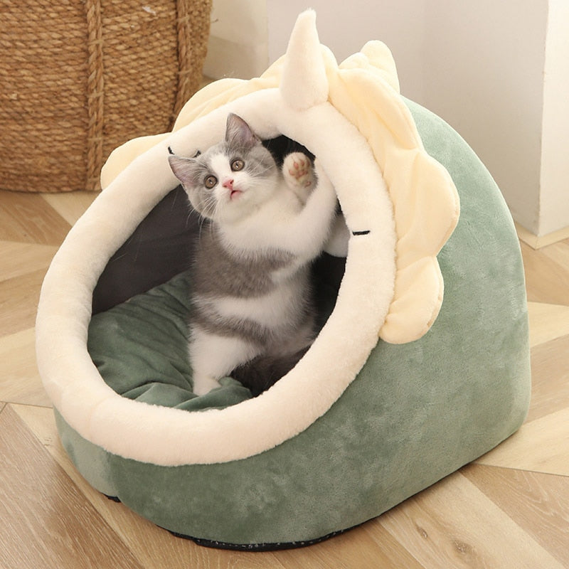 Sweet Cat Bed Warm Pet Basket Cozy Kitten Lounger Cushion Cat House Tent Very Soft - Vintage tees for Women