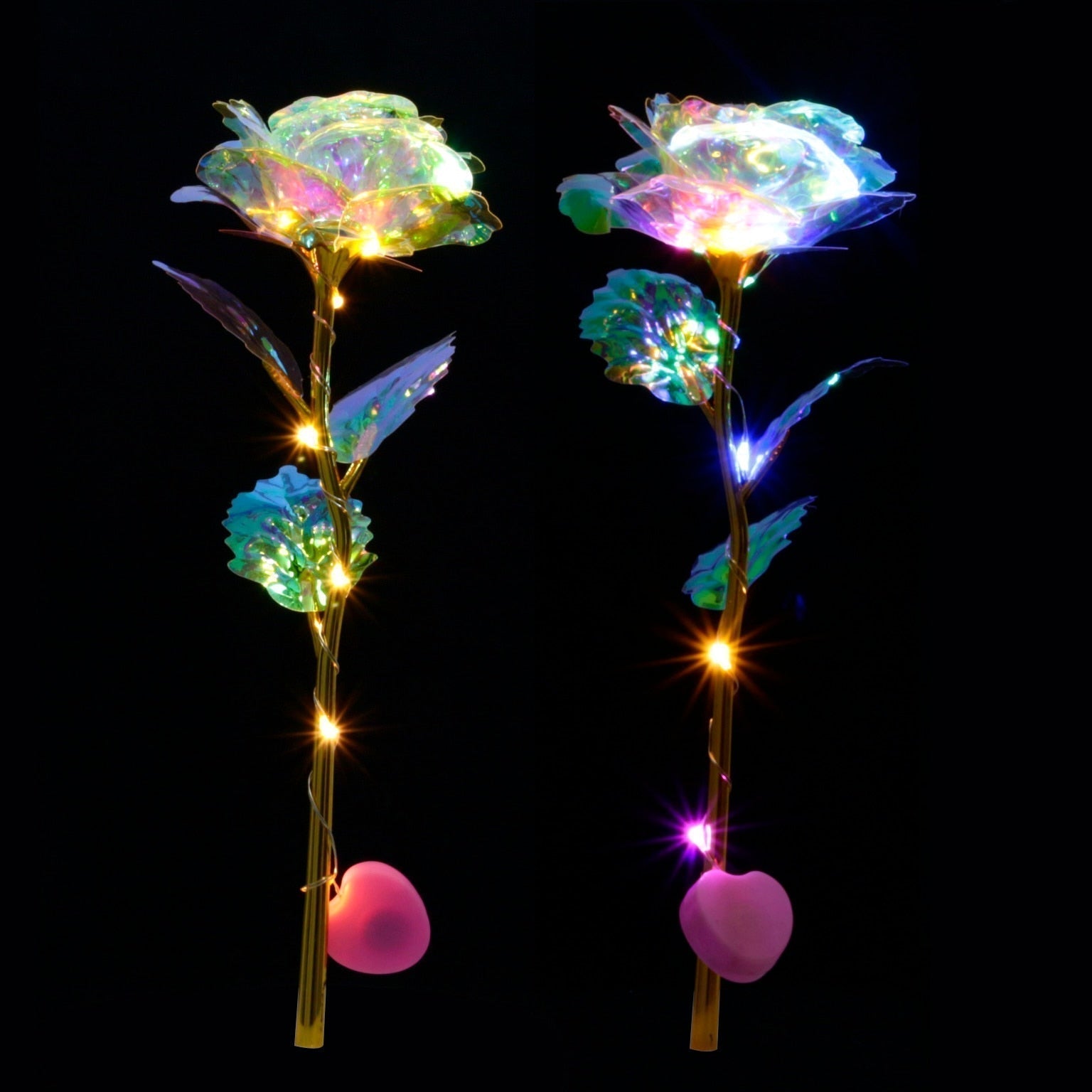 Romantic Colorful LED Fairy Rose Artificial Galaxy Rose Flowers for Girl Friend Valentine's Day Gift Wedding Party Home Decor