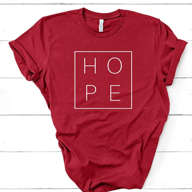 Women's T Shirt Faith Hope | Tee Gift Woman Short Sleeve Cotton Tops - Vintage tees for Women