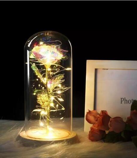 Beauty And Beast Rose In Flask Led Rose Flower Light Black Base Glass Dome Best For Mother's Day Valentines Day Gift - Vintage tees for Women